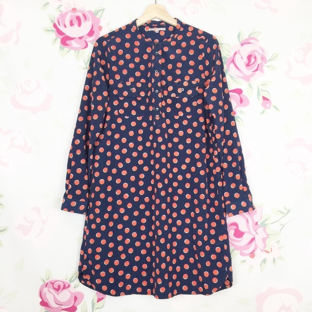 GAP Blue Orange Polka Dot Shirt Dress S